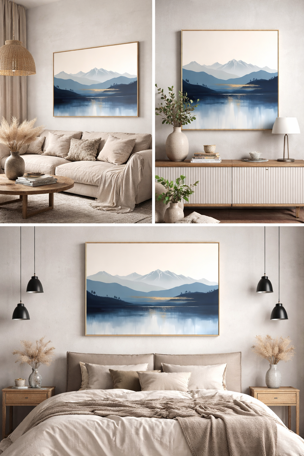 serene mountain reflection – modern minimalist landscape serene mountain reflection – modern minimalist landscape