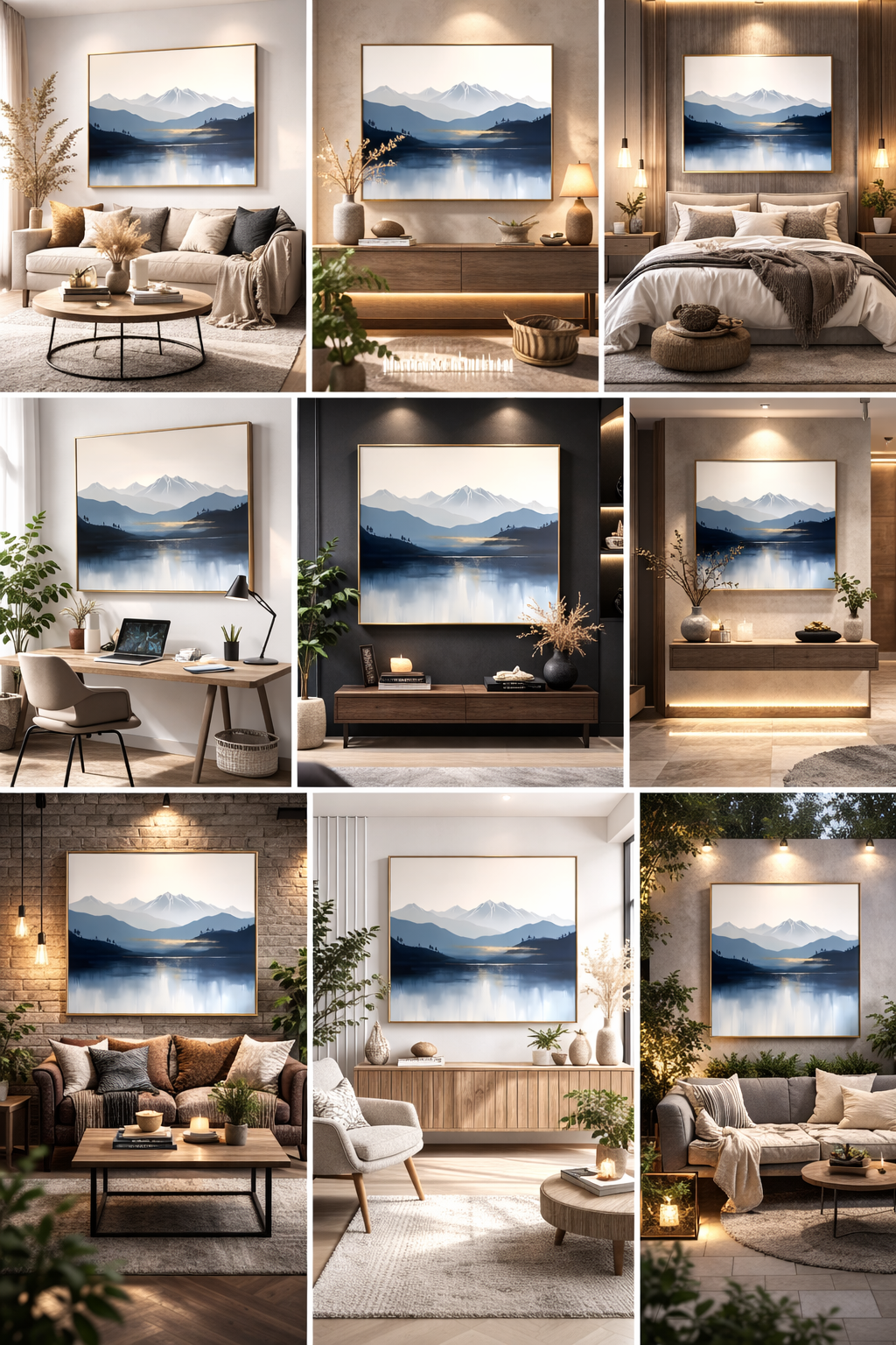 serene mountain reflection – modern minimalist landscape serene mountain reflection – modern minimalist landscape