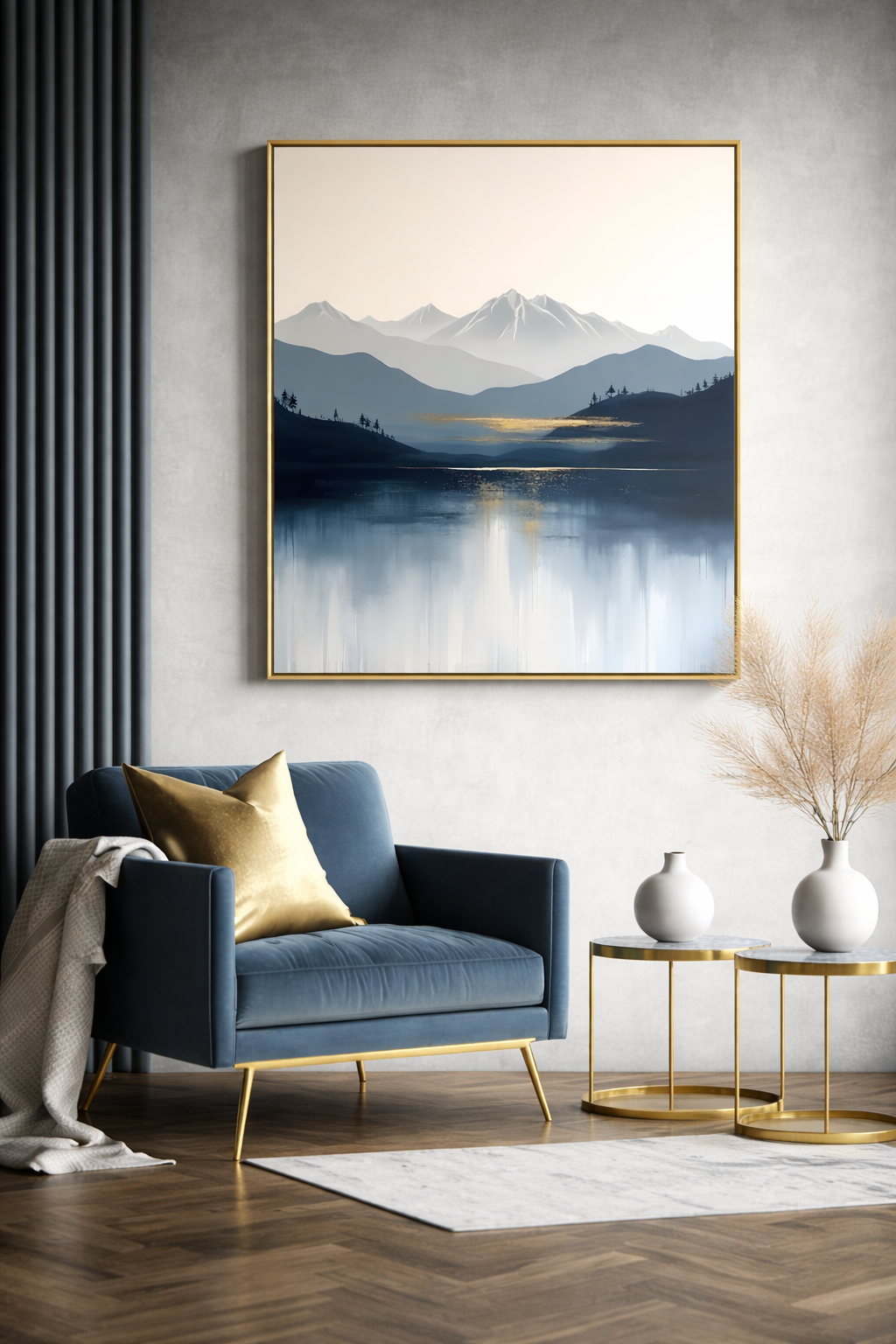 serene mountain reflection – modern minimalist landscape serene mountain reflection – modern minimalist landscape
