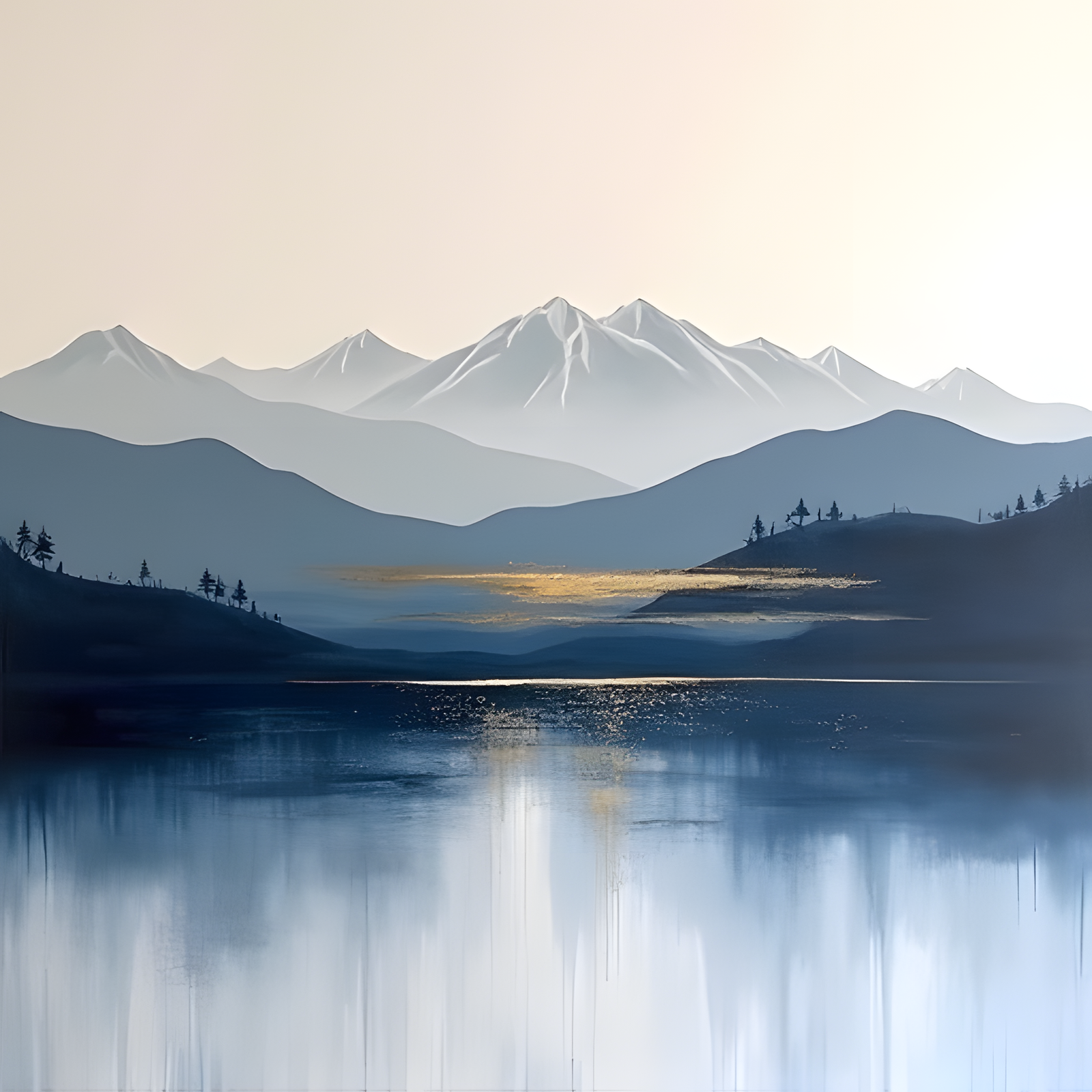 serene mountain reflection – modern minimalist landscape serene mountain reflection – modern minimalist landscape