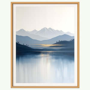 serene mountain reflection – modern minimalist landscape
