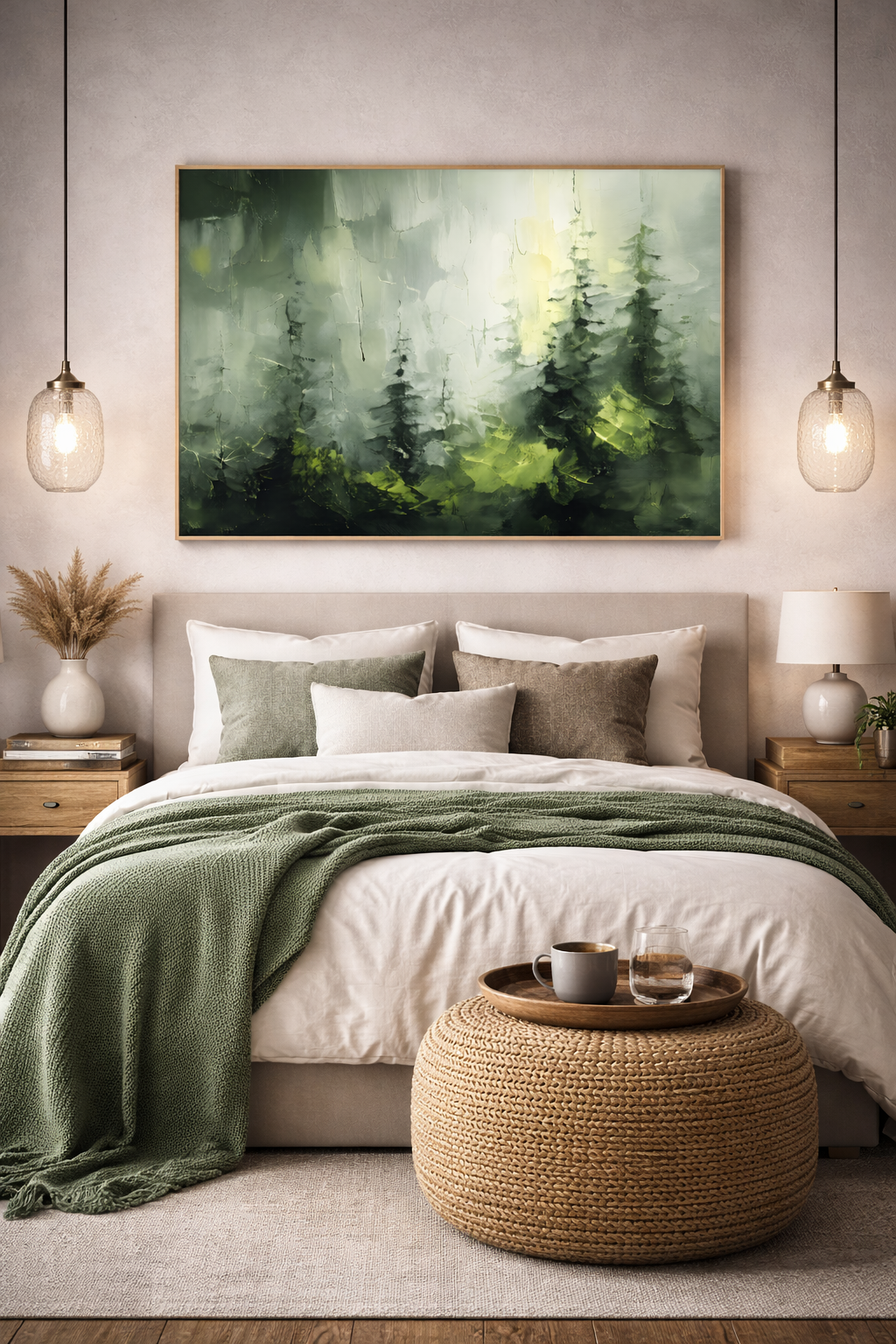 green forest wall art – misty pine trees landscape green forest wall art – misty pine trees landscape