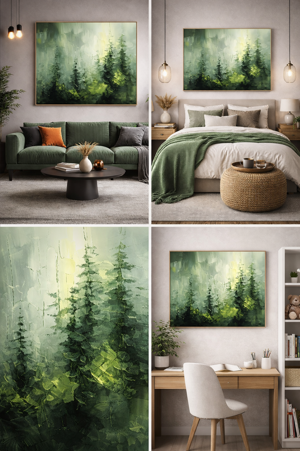 green forest wall art – misty pine trees landscape green forest wall art – misty pine trees landscape