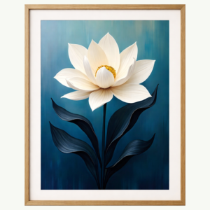 elegant white lotus wall art – modern botanical floral print