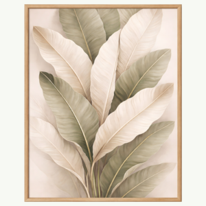 luxury minimalist botanical leaf wall art – modern neutral tropical illustration